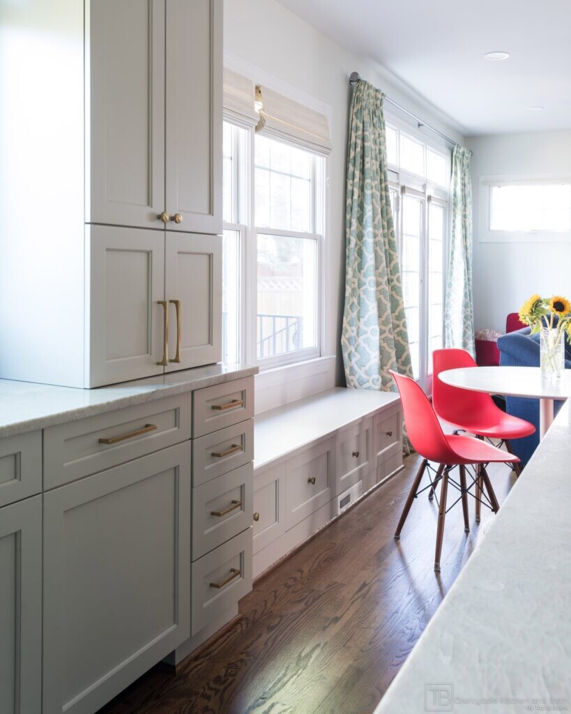 Sage and Brass – gray-green island kitchen remodel by Cherrydale Kitchen and Bath by Top Builders (photo 7)