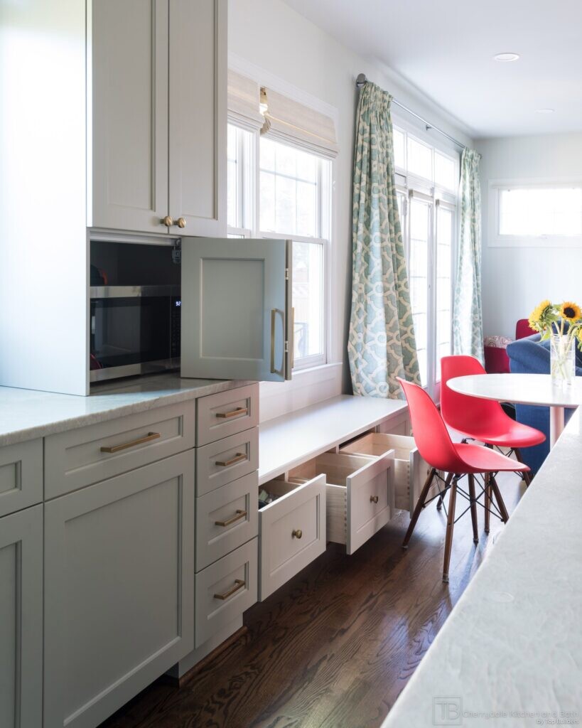 Sage and Brass – gray-green island kitchen remodel by Cherrydale Kitchen and Bath by Top Builders (photo 9)