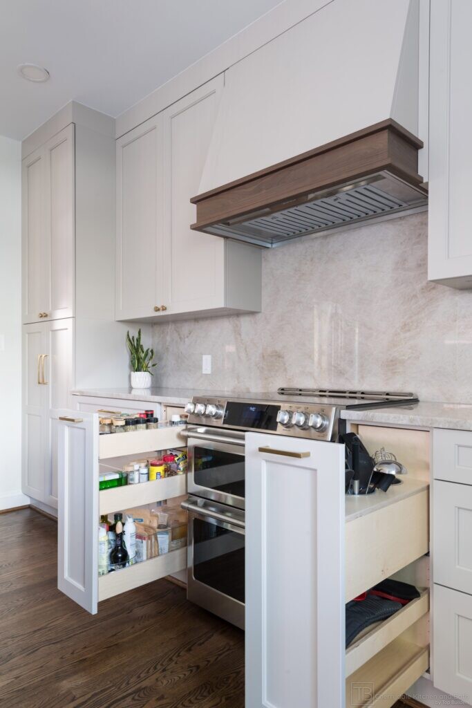 Sage and Brass – gray-green island kitchen remodel by Cherrydale Kitchen and Bath by Top Builders (photo 13)
